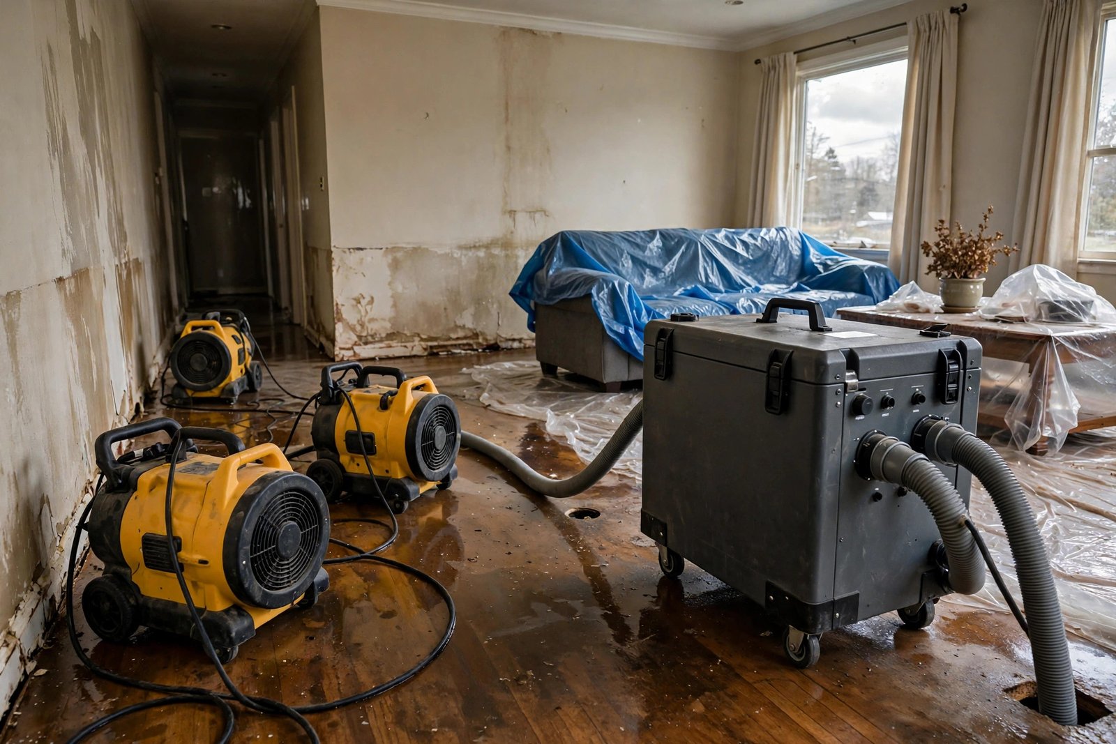 Illustrative photo of professional drying equipment used in water damage restoration in Columbia, SC