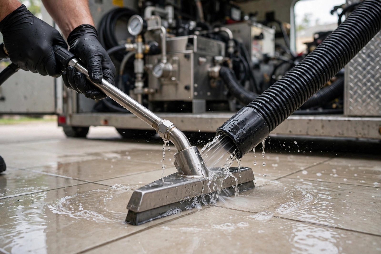 Commercial water extraction equipment removing standing water in Columbia, SC